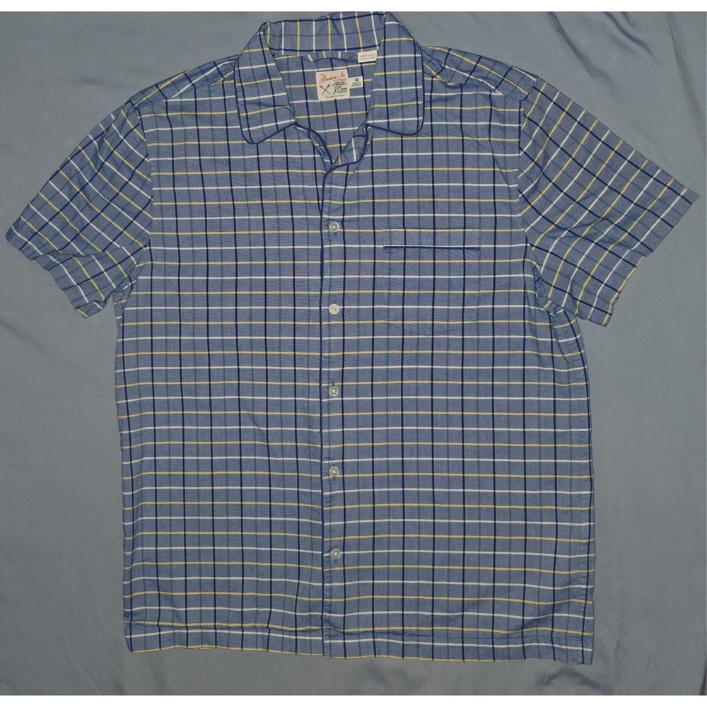 J.Crew Broken In Oxford Pajama Top Mens Medium Blue Striped Button Up Cotton